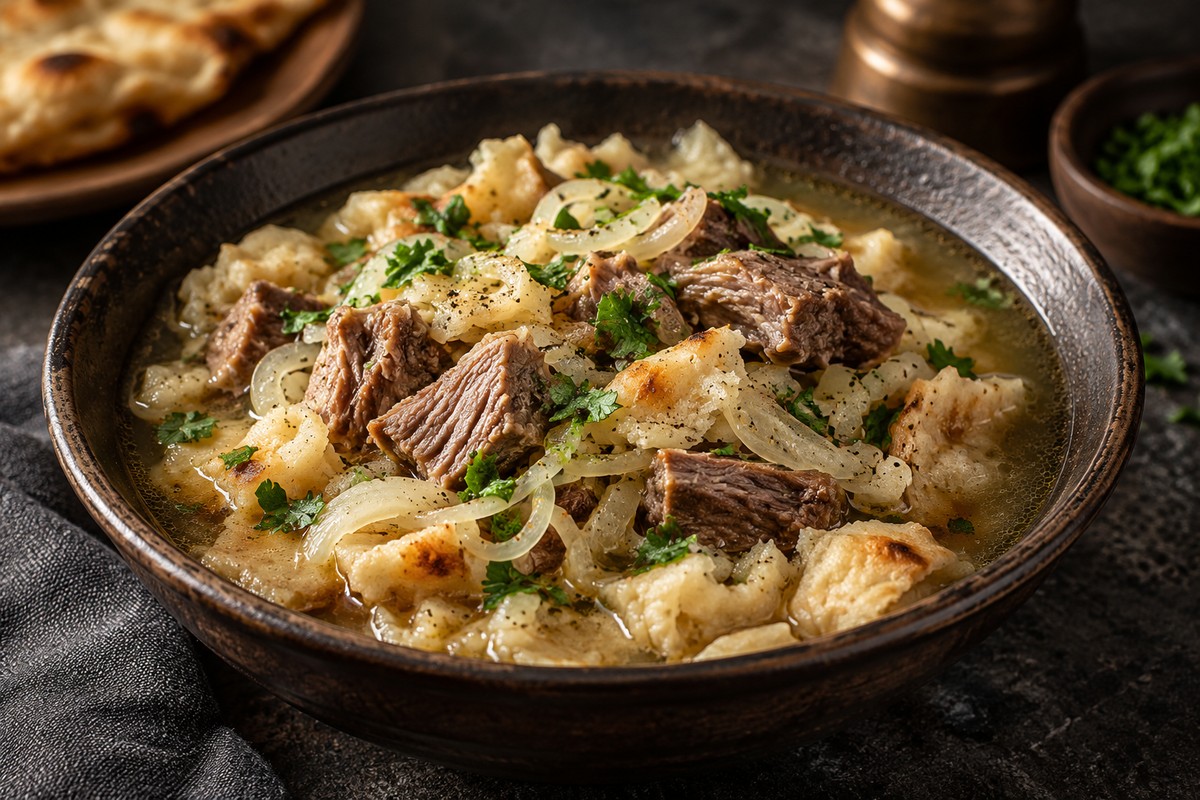 Дограма с бараниной и лепёшкой