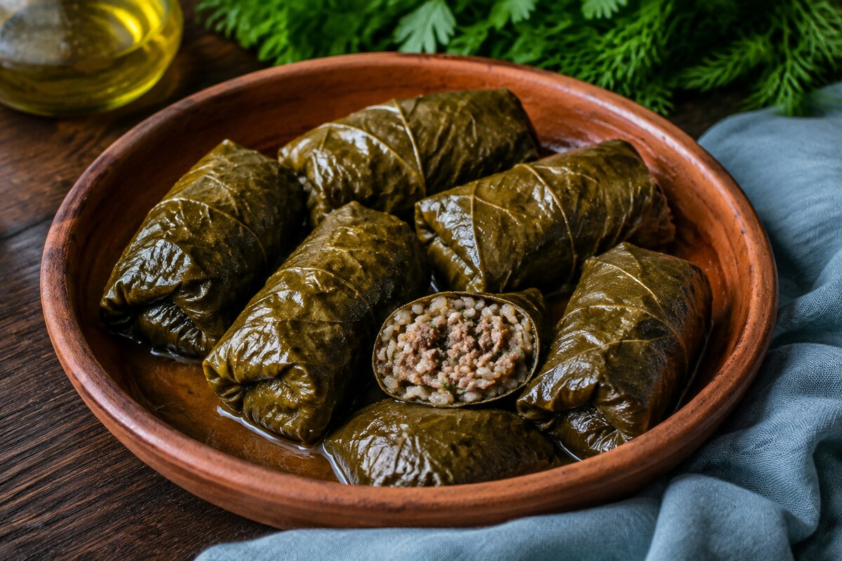 Долма с говядиной и зеленью