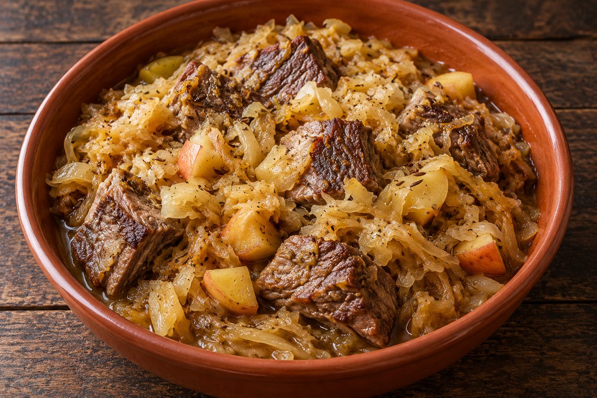 Говяжья грудинка с квашеной капустой
