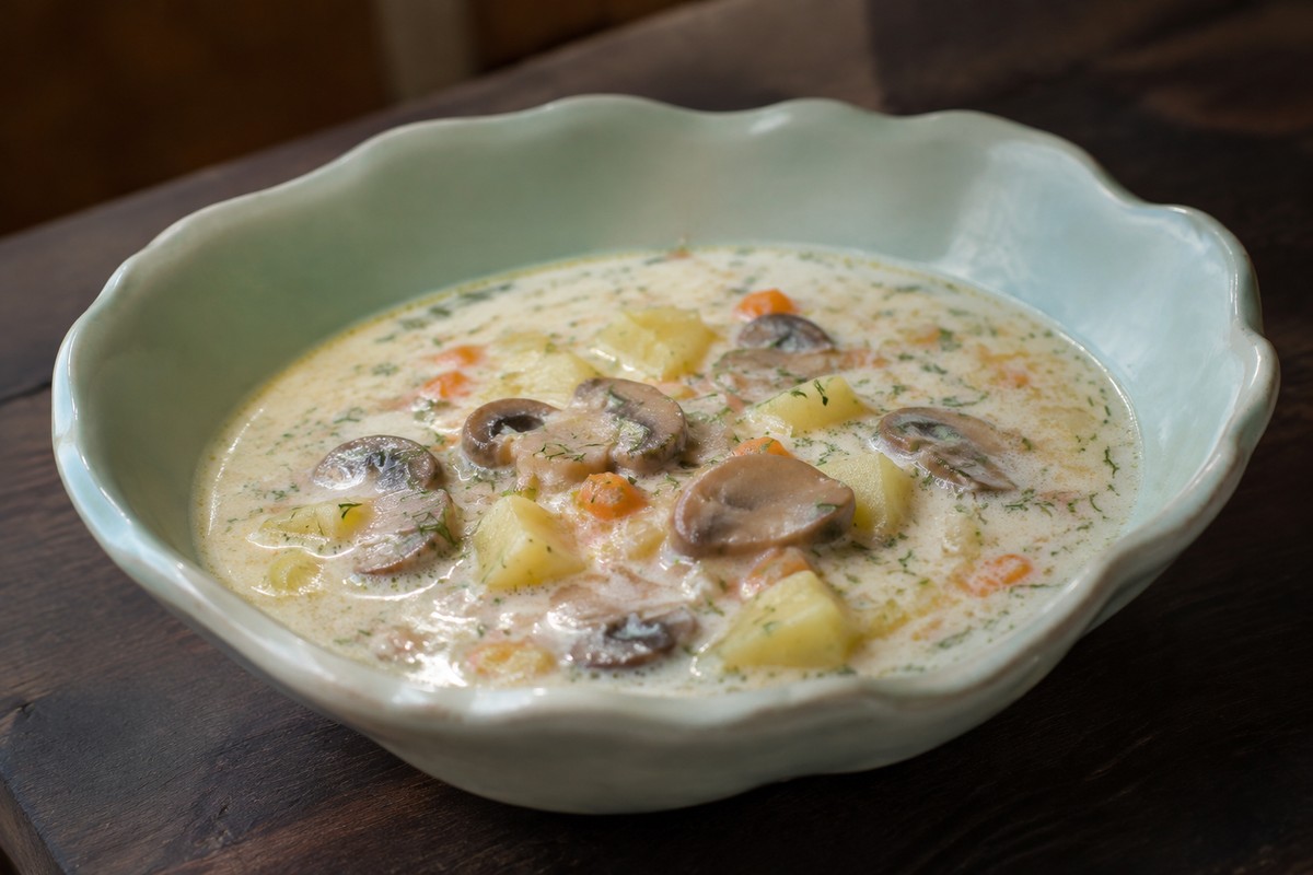 Грибной суп с картофелем и сливками