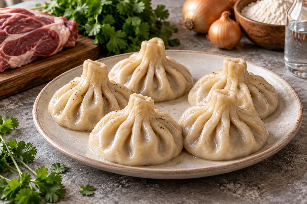 Хинкали с бараниной и кинзой