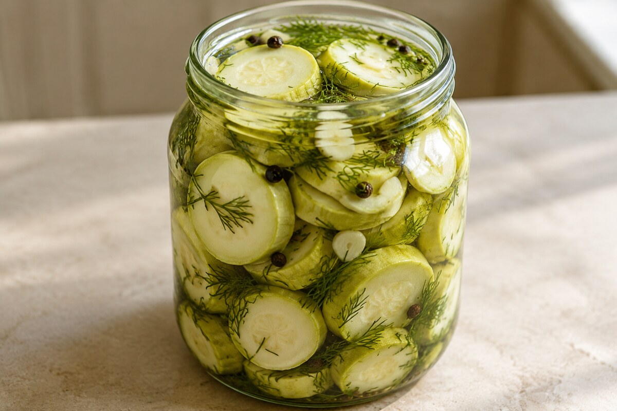 Кабачки маринованные с укропом