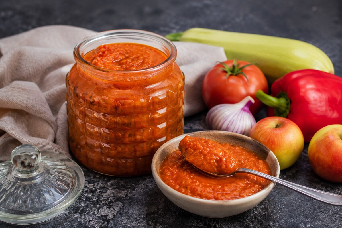 Кабачковая аджика с яблоками