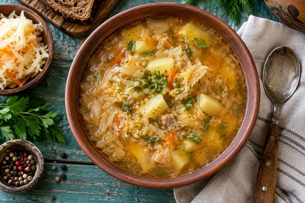 Капустняк с пшеном из квашеной капусты
