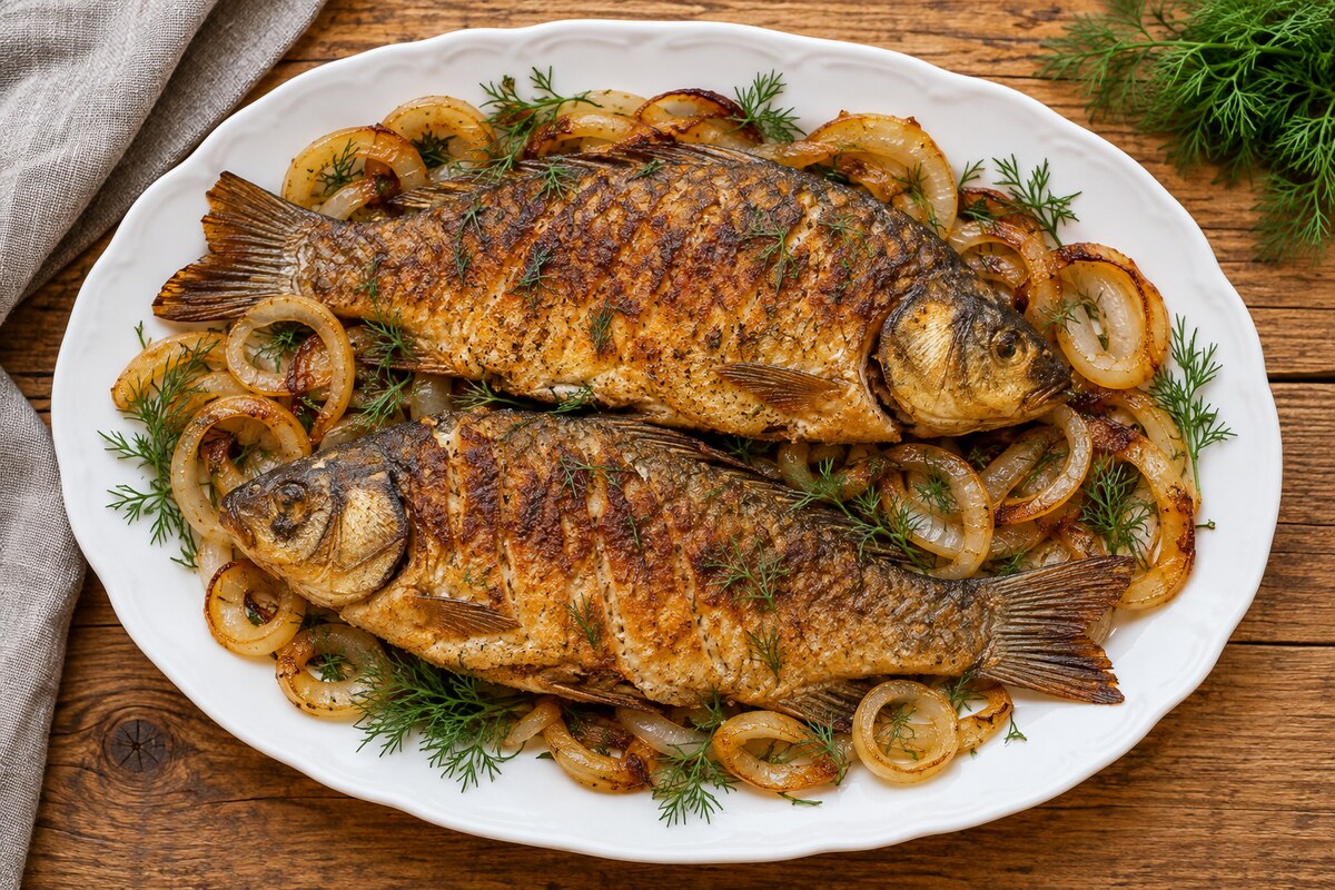 Караси, жаренные с луком