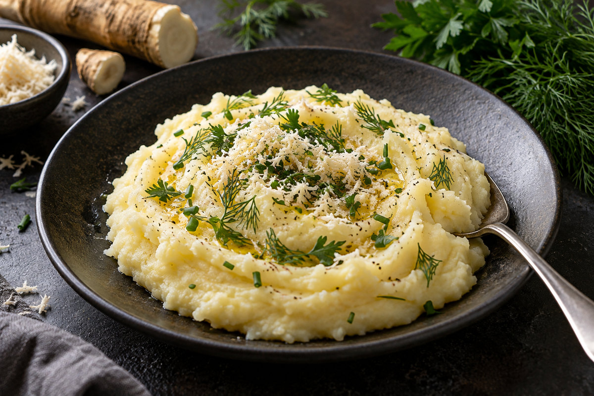 Картофельное пюре с хреном и зеленью