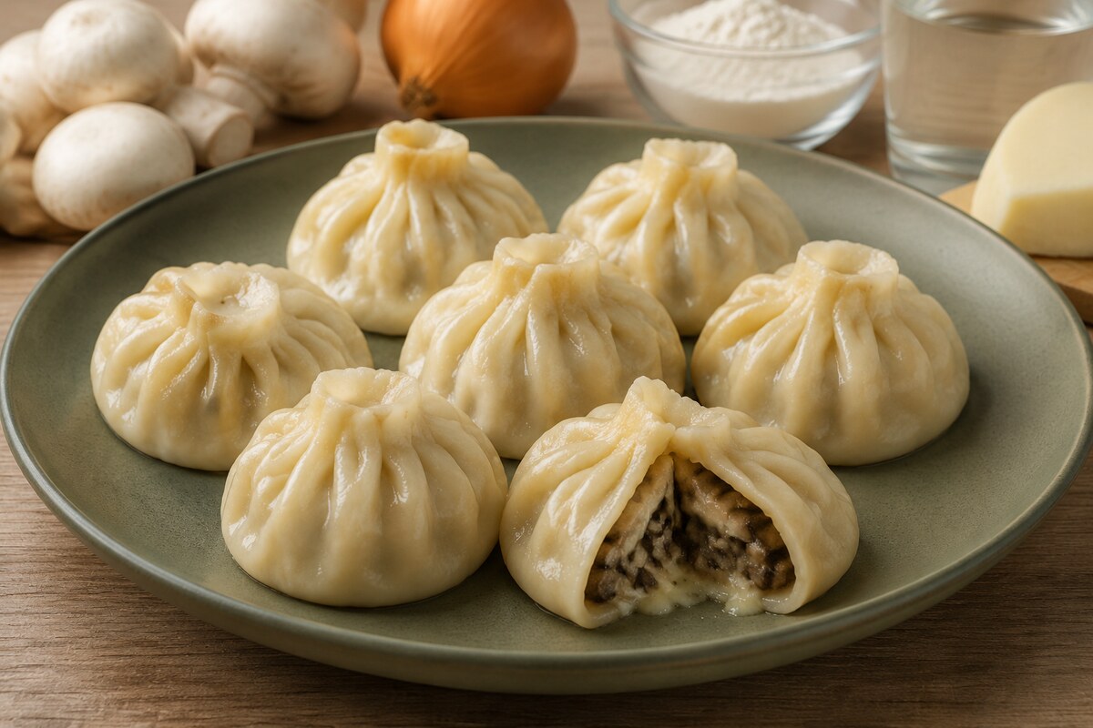 Хинкали с грибами и сыром