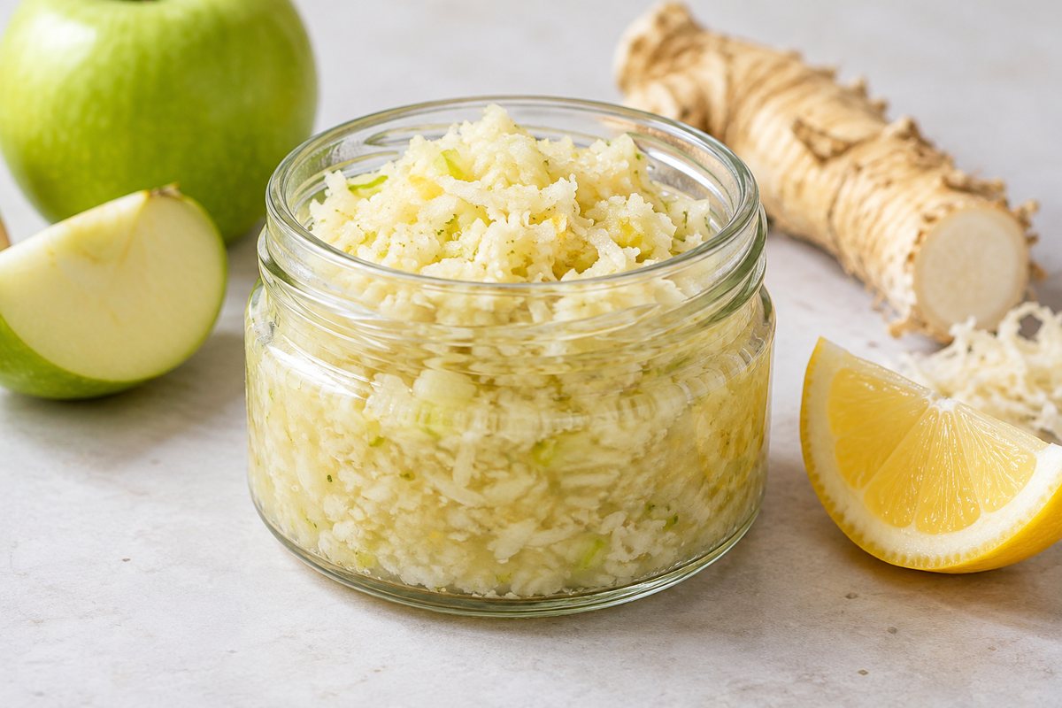Хрен домашний с лимоном и зелёным яблоком