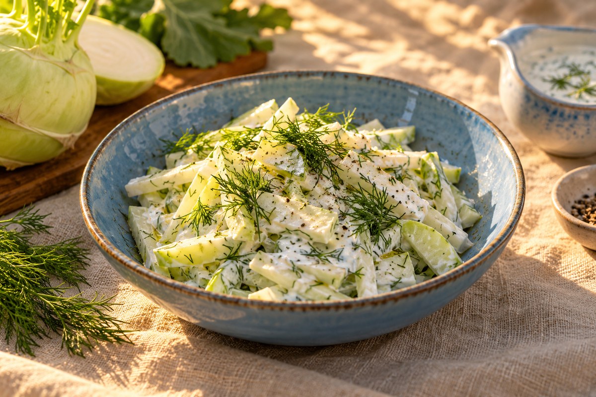 Кольраби с йогуртом и укропом