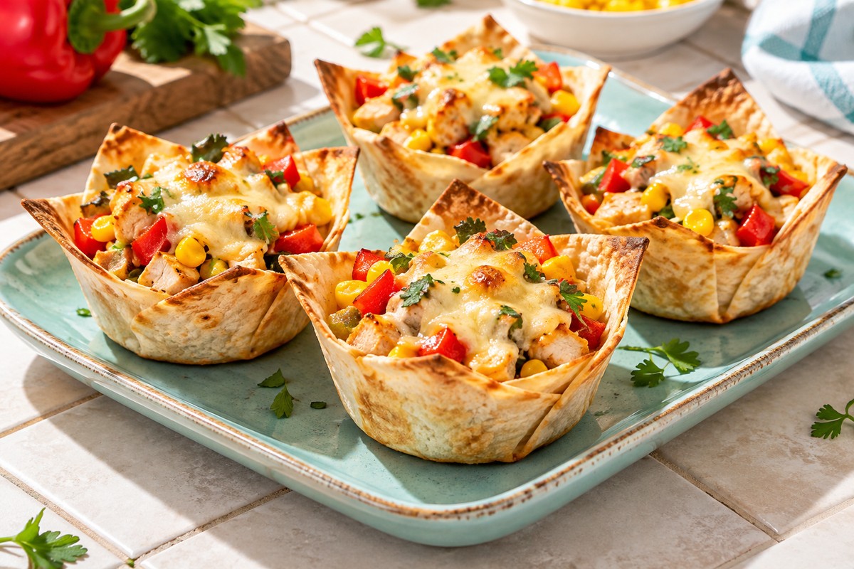 Корзиночки из лаваша с курицей и овощами