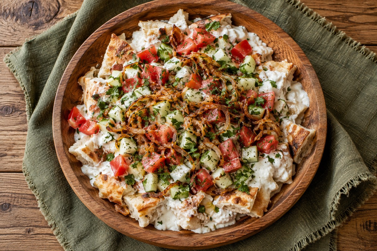 Курутоб с творогом и лепёшкой