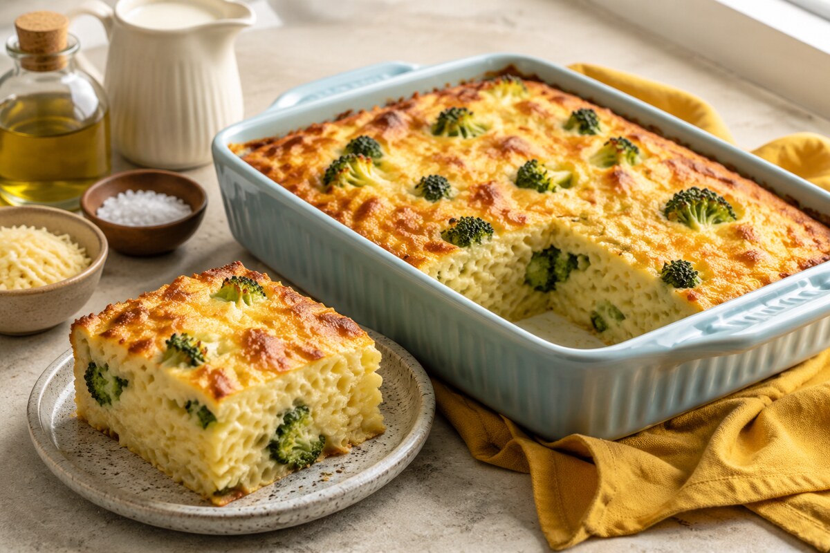 Макаронная запеканка с брокколи и сыром