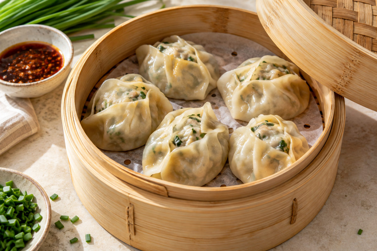 Манты с курицей и джусаем