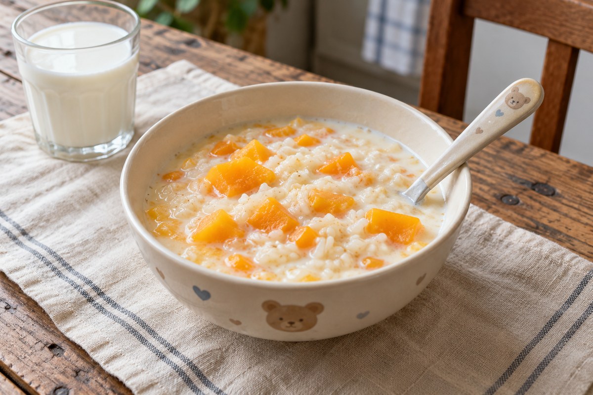 Молочный суп с рисом и тыквой для детей