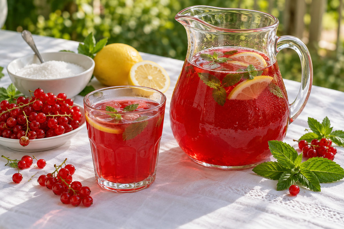 Морс из красной смородины и мяты