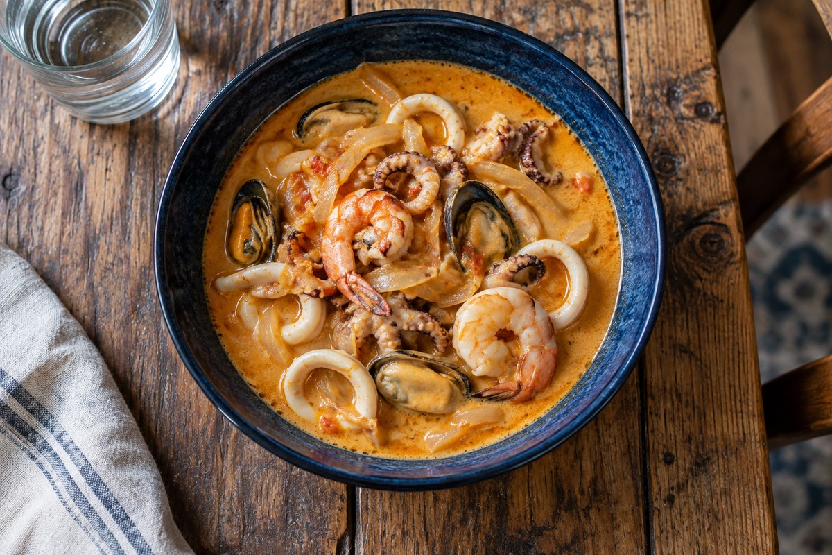 Морской коктейль в кокосовом карри