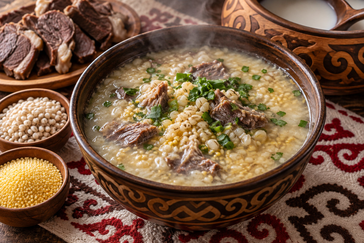 Наурыз коже с перловкой и кониной