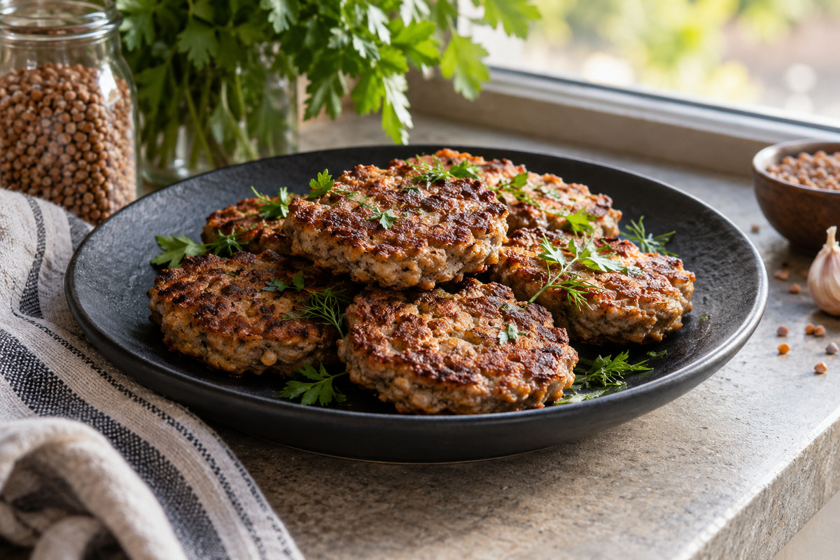 Оладьи из куриной печени и гречки