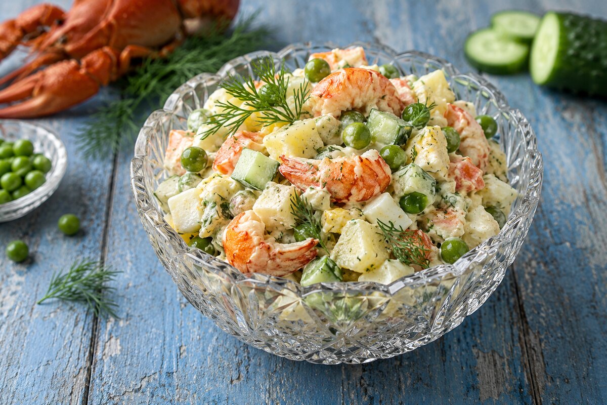 Оливье с раковыми шейками