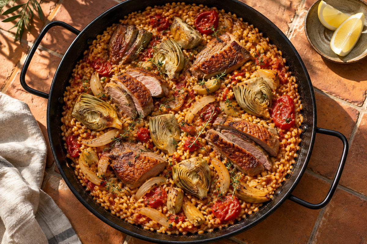 Паэлья с уткой и артишоками
