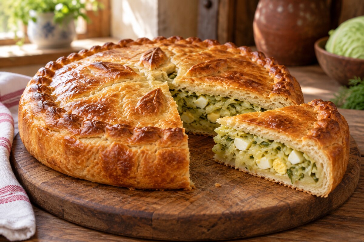 Пирог с капустой и яйцом