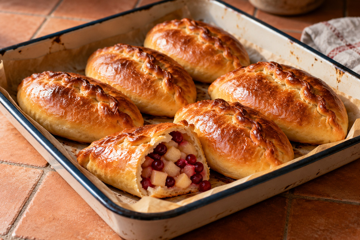 Пирожки с яблоками и брусникой