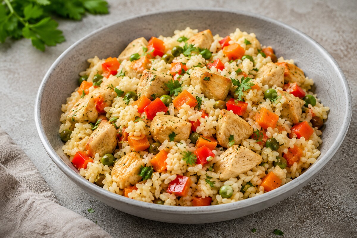 Рис с курицей и овощами