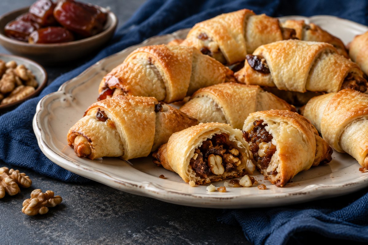 Рогалики с финиками и грецкими орехами