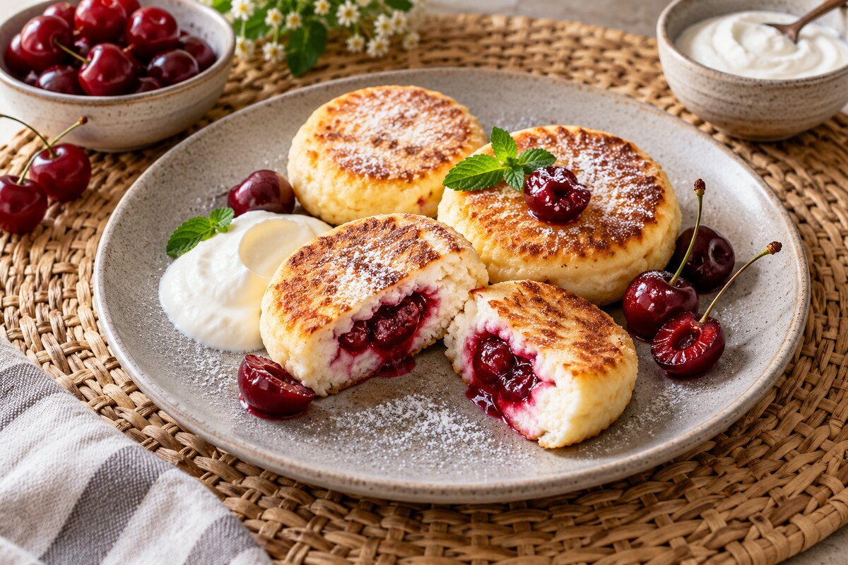 Сырники с вишнёвой начинкой