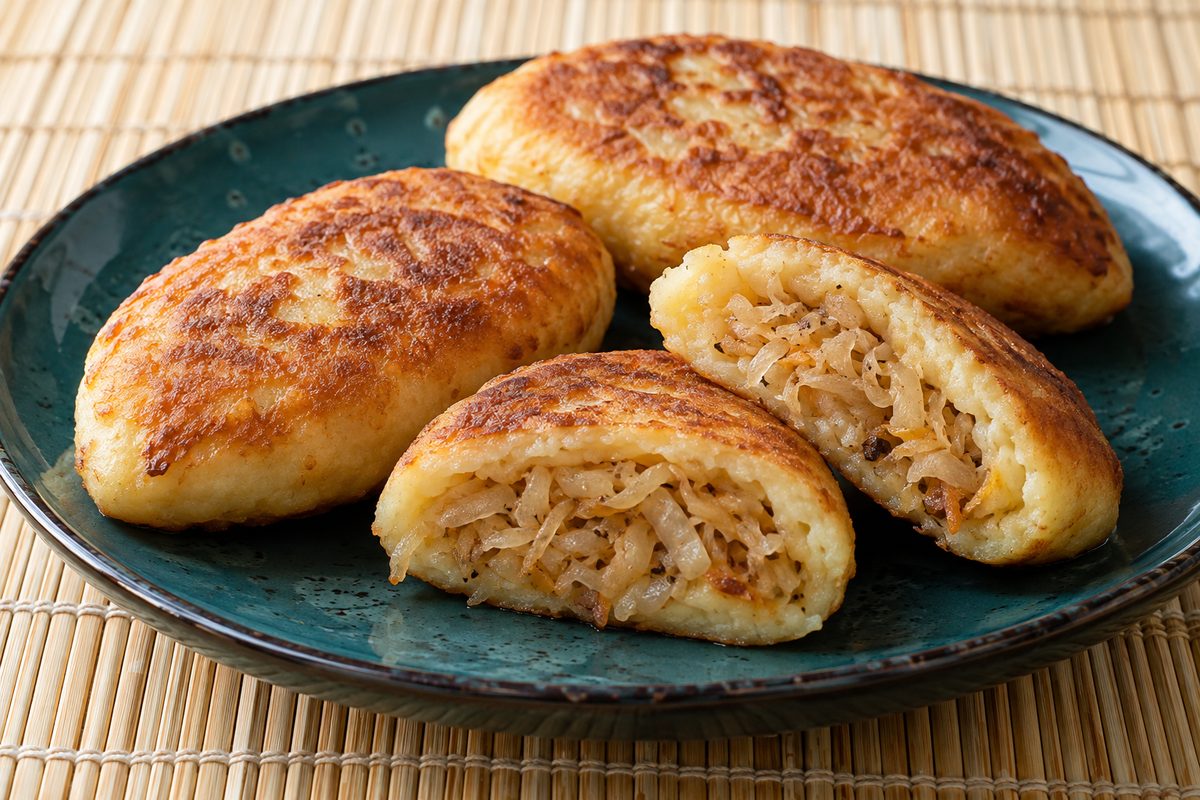 Жареные пирожки с картофелем и квашеной капустой