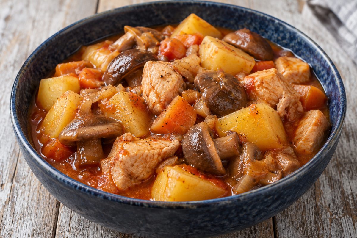 Жаркое с маслятами и курицей